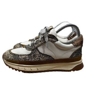 Madewell Kickoff Trainer Sneaker Women 6.5 Cream Leather Calf Hair Lace Up Shoes